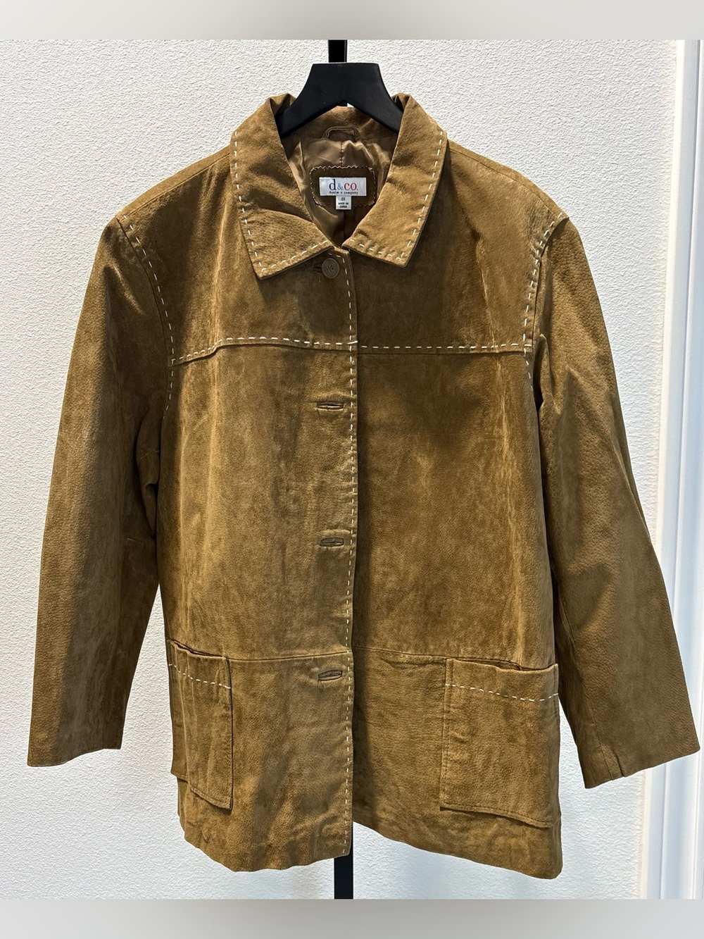 d & co. Women's Tan 100% Leather Button-Front Jacket